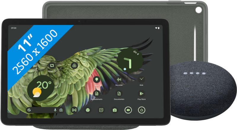 Google Pixel Tablet 128GB Wifi Grijs + Pixel Tablet Back Cover Grijs + Nest Mini Grijs