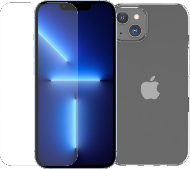 BlueBuilt Apple iPhone 14 Plus Screenprotector Glas + BlueBuilt Soft Case Back Cover