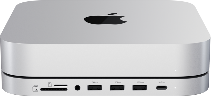Satechi Aluminum Mac Mini/Mac Studio Stand Hub Zilver met SSD slot