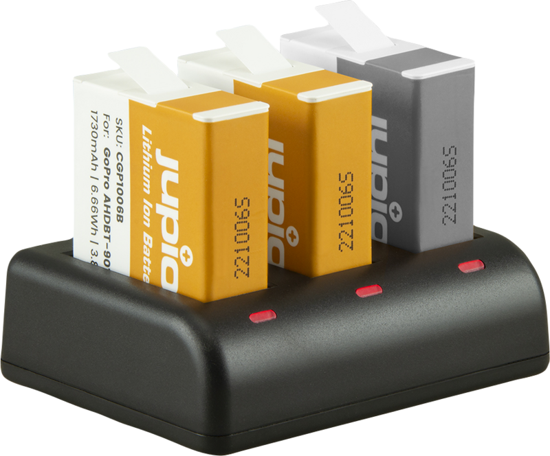 Jupio Kit: Enduro Battery GoPro HERO 10/11/12 AHDBT-901 (2x) + Compact USB Triple Charger