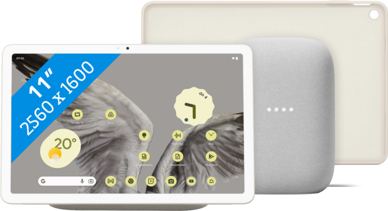 Google Pixel Tablet 128GB Wifi Creme + Pixel Tablet Back Cover Crème + Nest Audio Chalk