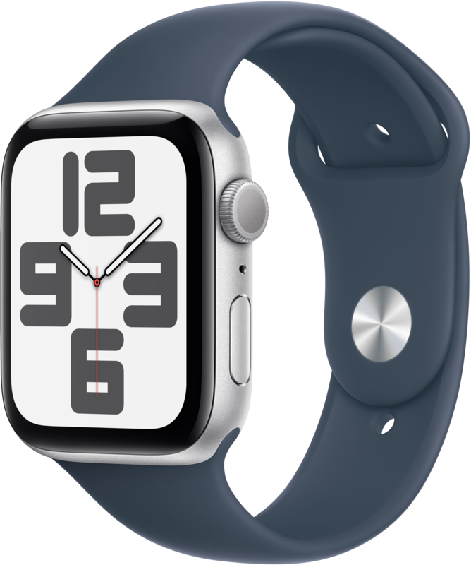 Apple Watch SE (2022) 44mm Zilver Aluminium Sportband S/M