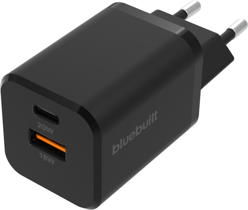 BlueBuilt Power Delivery en Quick Charge Oplader met 2 Usb Poorten 38W Zwart