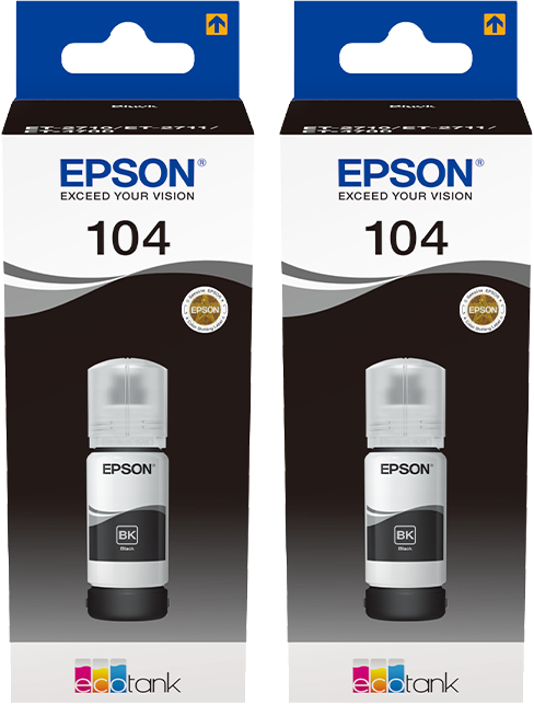 Epson 104 Inktflesjes Zwart Duo Pack