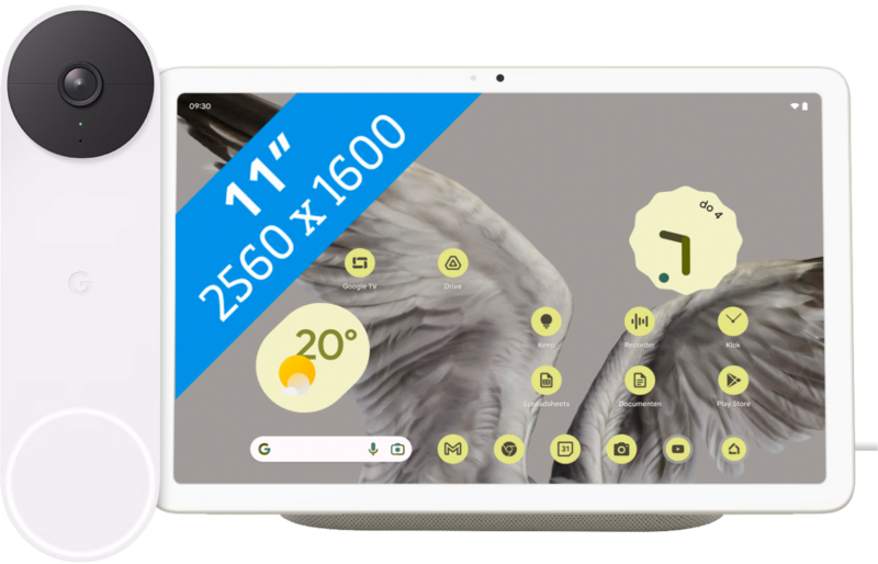 Google Pixel Tablet 128GB Wifi Creme en Dock met Speaker + Nest Doorbell Battery