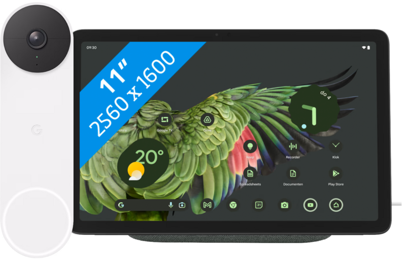 Google Pixel Tablet 256GB Wifi Grijs en Dock met Speaker + Nest Doorbell Battery