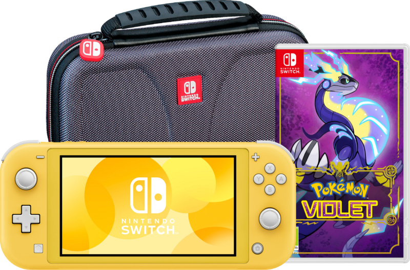 Nintendo Switch Lite Geel + Pokémon Violet + Bigben Beschermtas