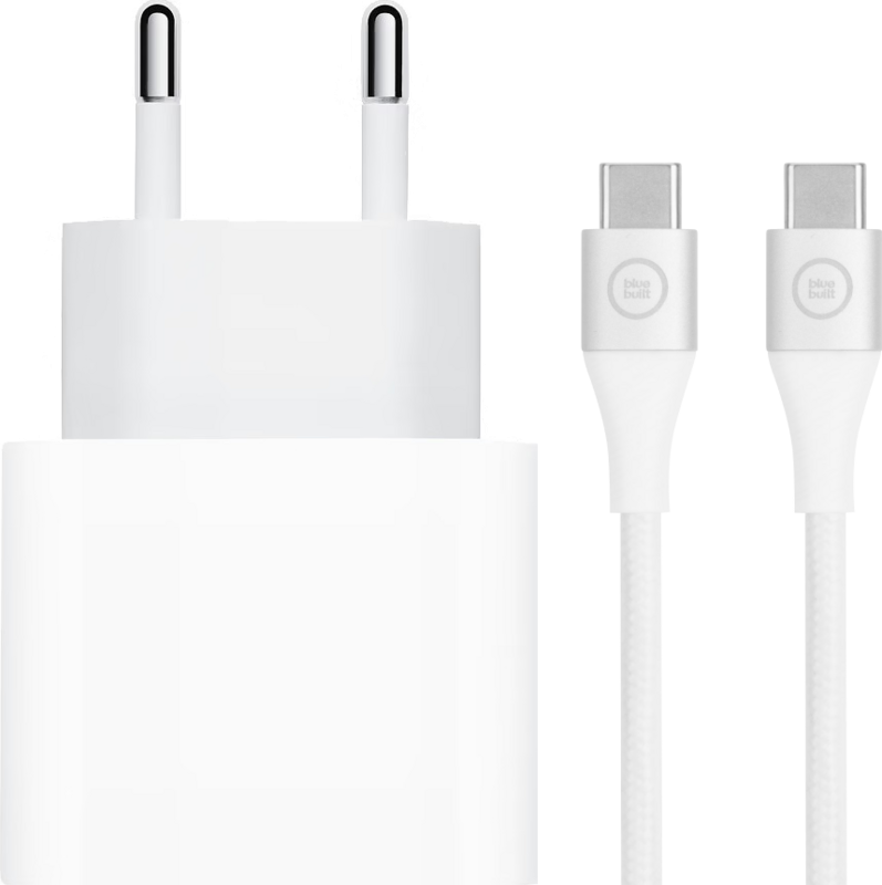 Apple Power Delivery Oplader 20W + Usb C Kabel Nylon Wit 1,5m