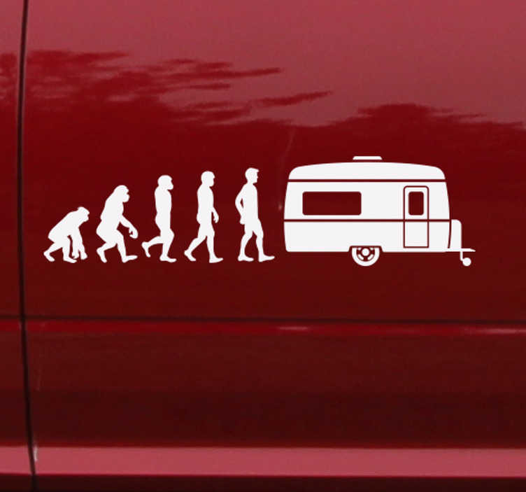 Sticker over reizen caravan evolutie