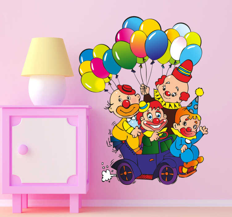 Sticker Zwevende clowns balonnen