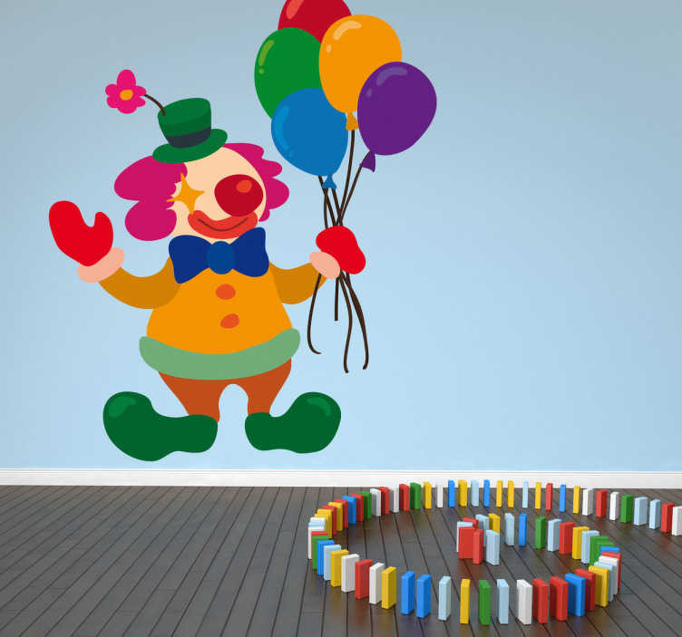 Sticker kinderkamer circus clown balonnen