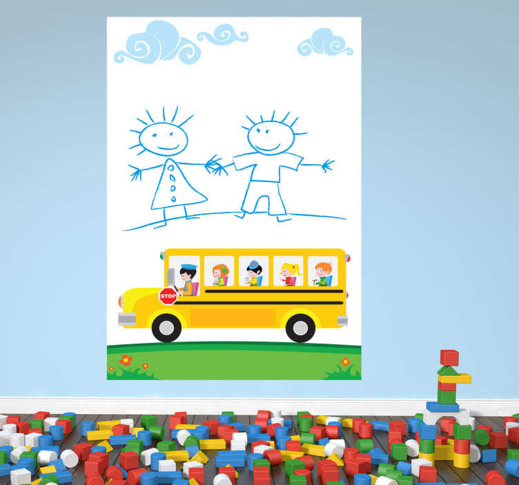 Sticker whiteboard schoolbus kinderen