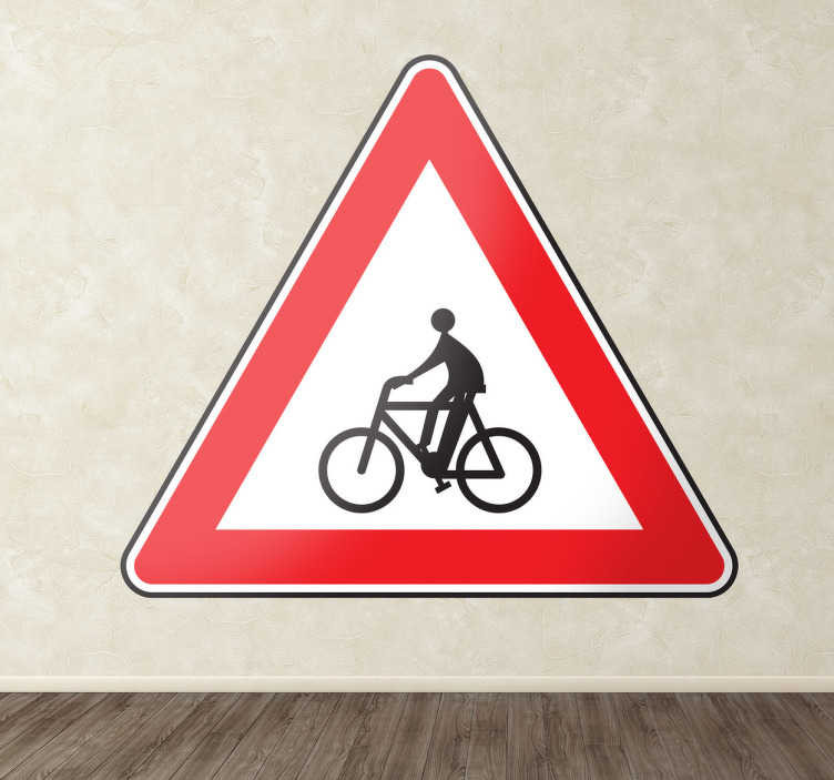 Sticker gevarendriehoek fietser