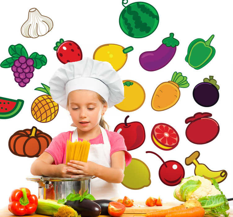 Muursticker kind groenten en fruit
