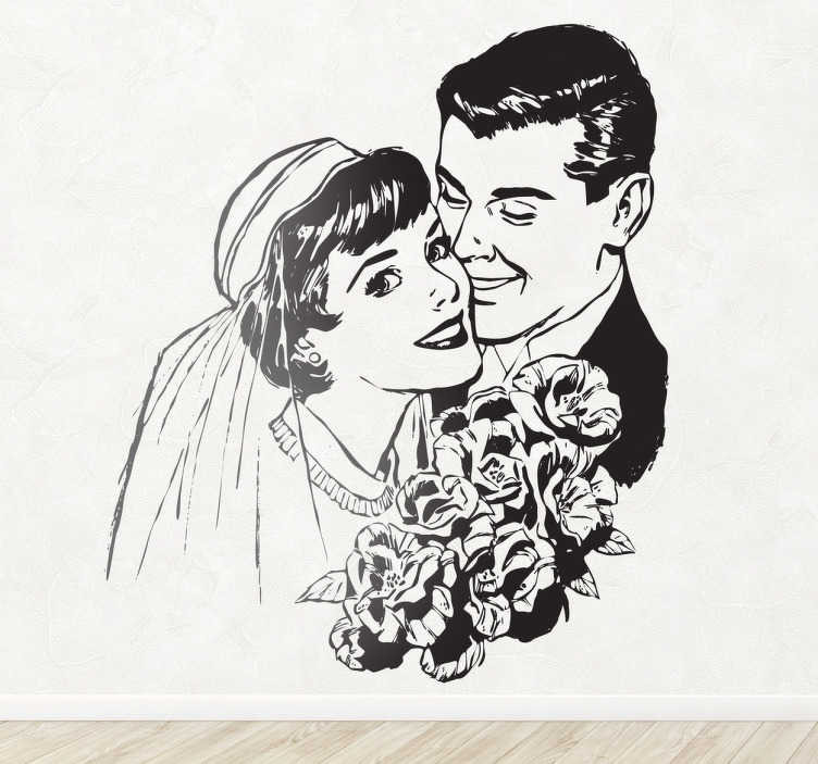 Vintage liefde trouwen sticker