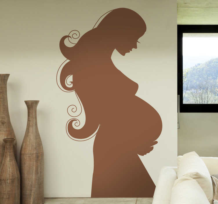 Muursticker silhouet zwangere vrouw