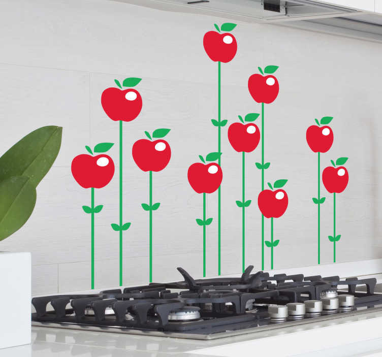 Sticker decoratie keuken bloemen appels