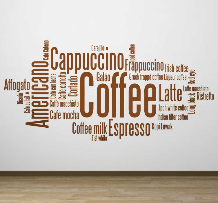 Muursticker Koffie Verschillende Talen