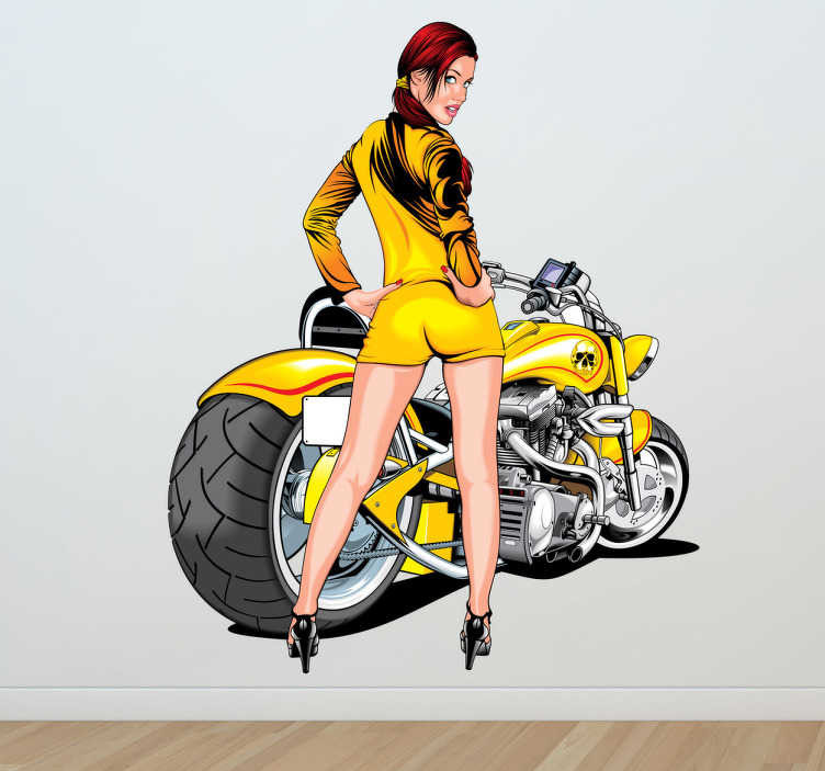 Sexy motorrijder sticker