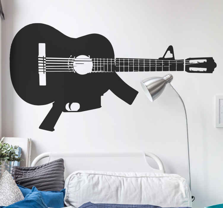 Sticker gitaar machinegeweer