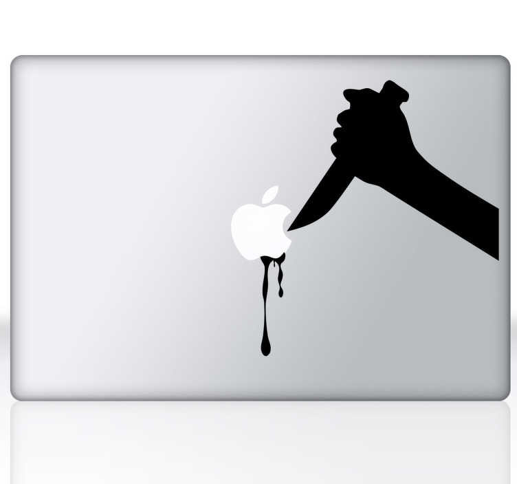 Sticker laptop apple mes snijd in appel