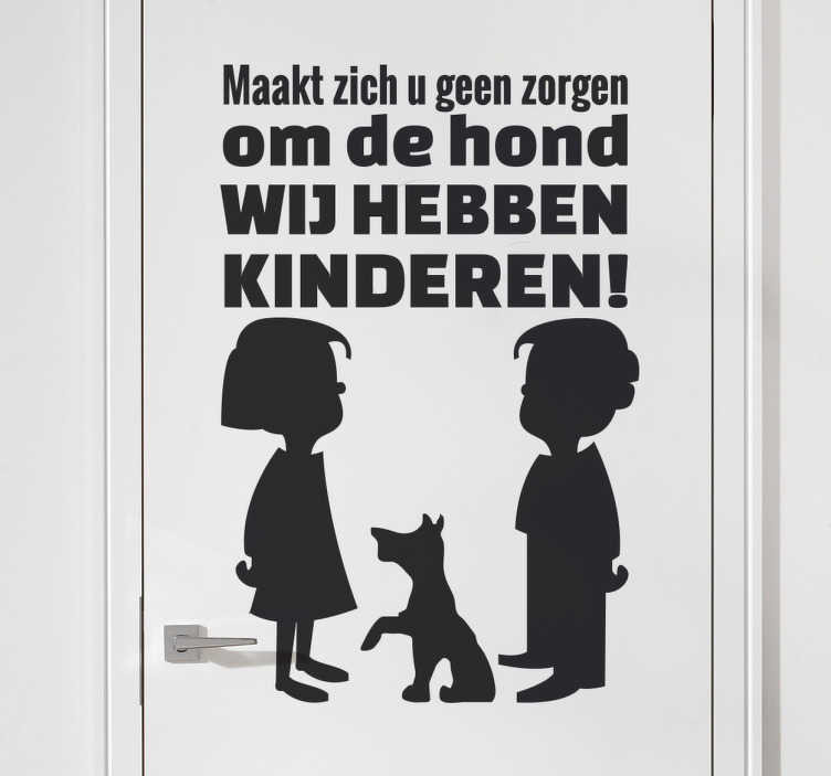 Sticker anti inbraak tekst kinderen hond