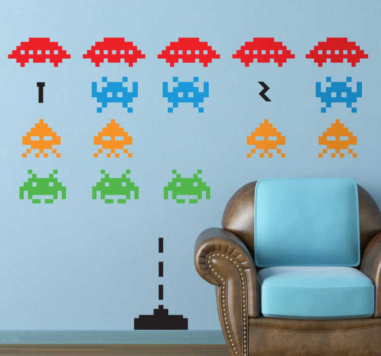 Space Invaders muur sticker