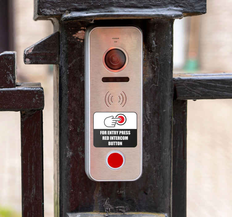 Druk op de rode knop aanwijzingen sticker
