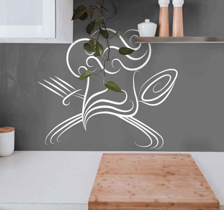 Sticker keuken lepel vork koksmuts