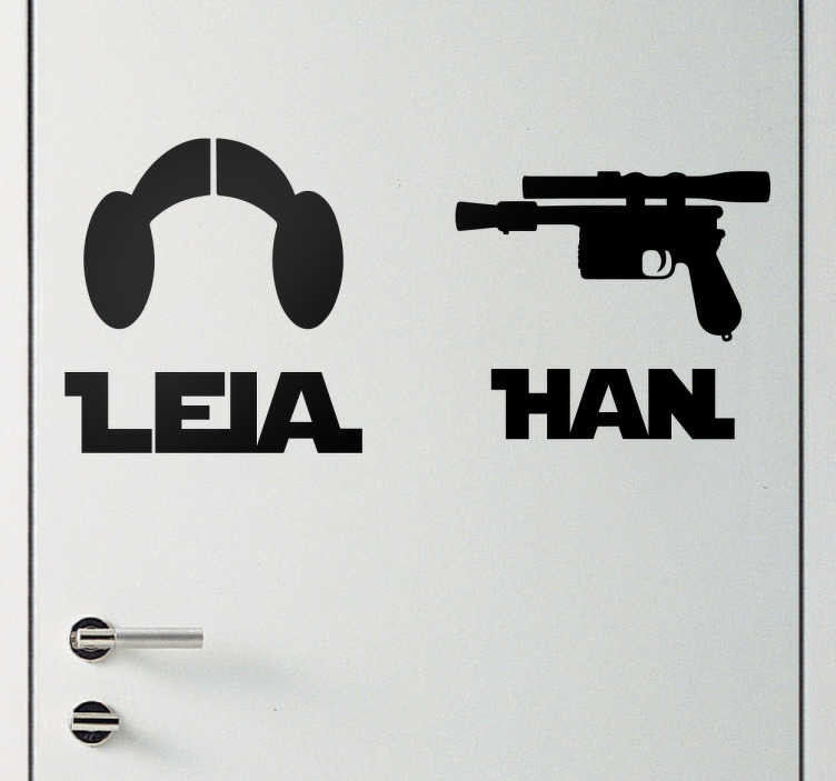 Muursticker Leia en Han