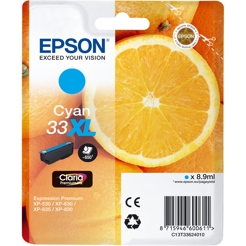 Epson 33XL Cartridge Cyaan