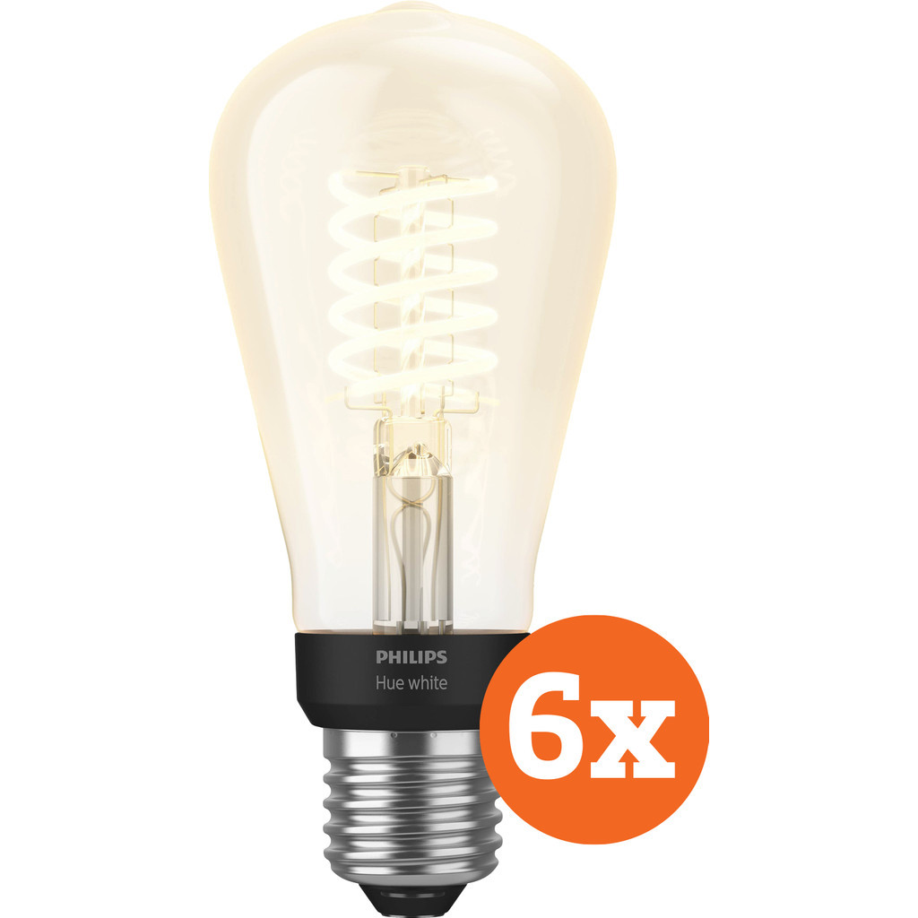 Philips Hue Filamentlamp White Edison E27 6-Pack