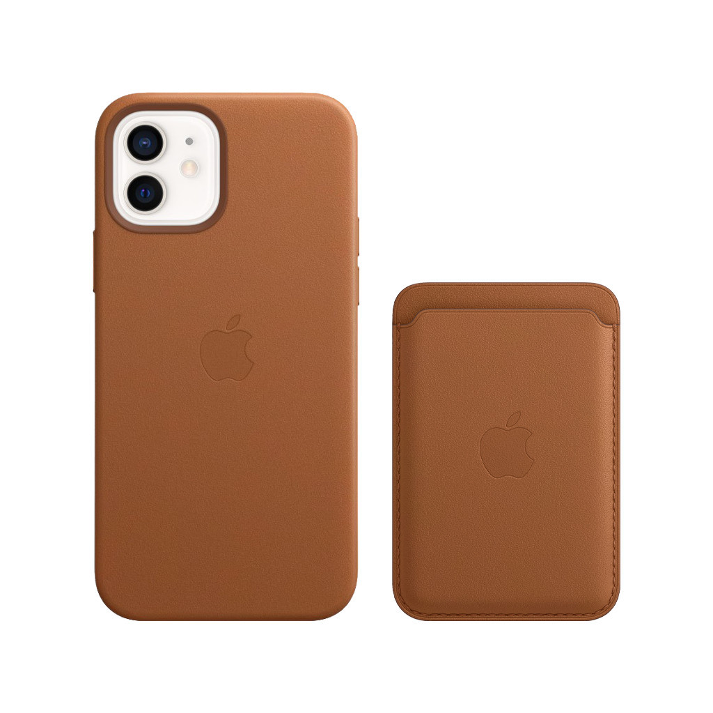 Apple iPhone 12 / 12 Pro Back Cover met MagSafe Leer Bruin + Leren Kaarthouder met MagSafe