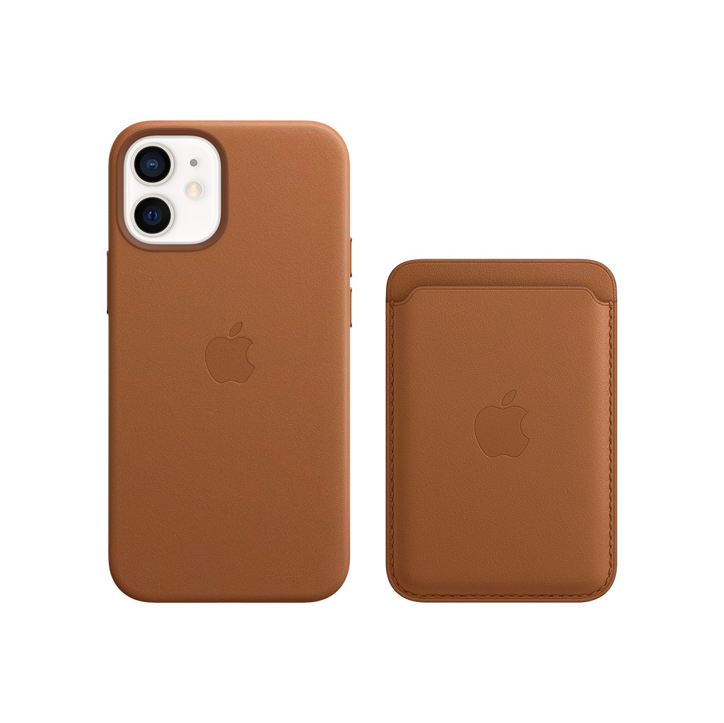 Apple iPhone 12 mini Back Cover met MagSafe Leer Bruin + Leren Kaarthouder met MagSafe