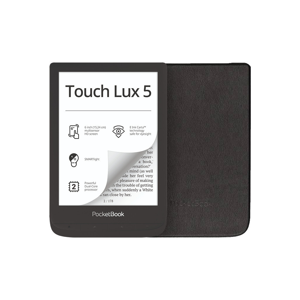 PocketBook Touch Lux 5 Ink Zwart + PocketBook Shell Book Case Zwart