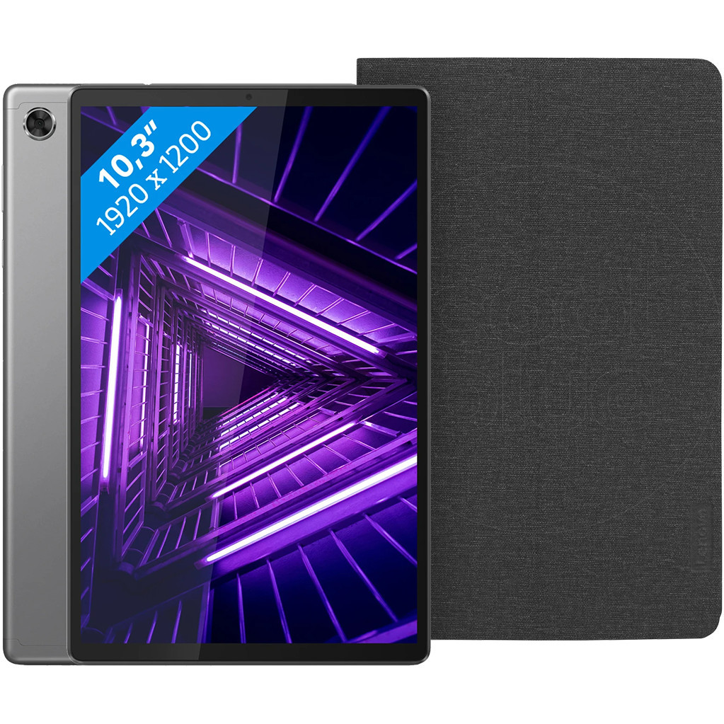 Lenovo Smart Tab M10 Plus (2de generatie) 128 GB Wifi Grijs + Lenovo Book Case Zwart