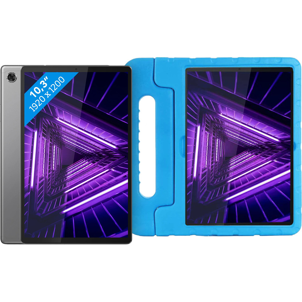 Lenovo Smart Tab M10 Plus (2de generatie) 128GB Wifi Grijs + Just in Case Kinderhoes Blauw