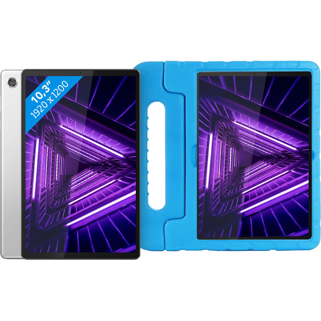 Lenovo Tab M10 Plus (2de generatie) 64GB Wifi Zilver + Just in Case Kinderhoes Blauw
