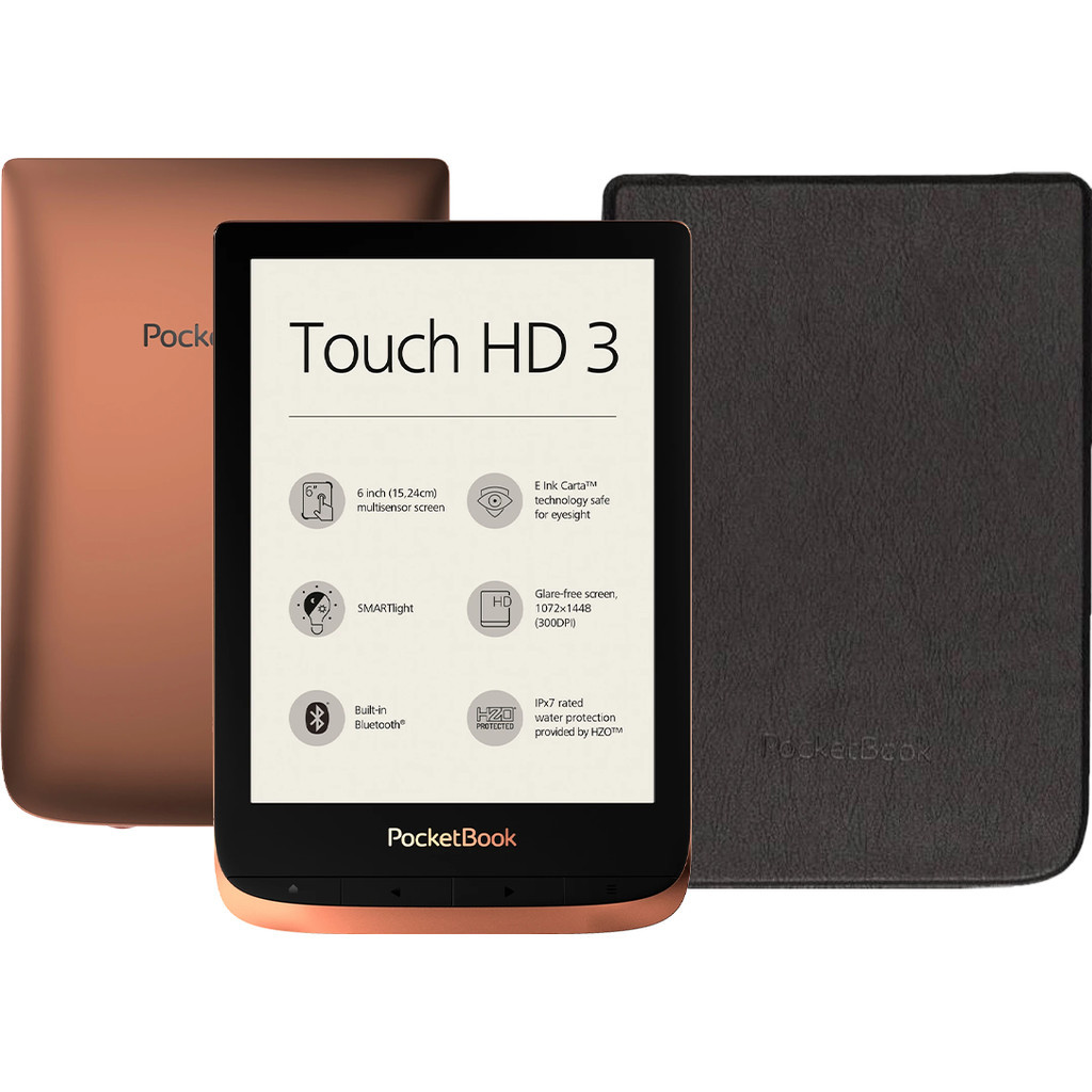 PocketBook Touch HD 3 Koper/Zwart + PocketBook Shell Book Case
