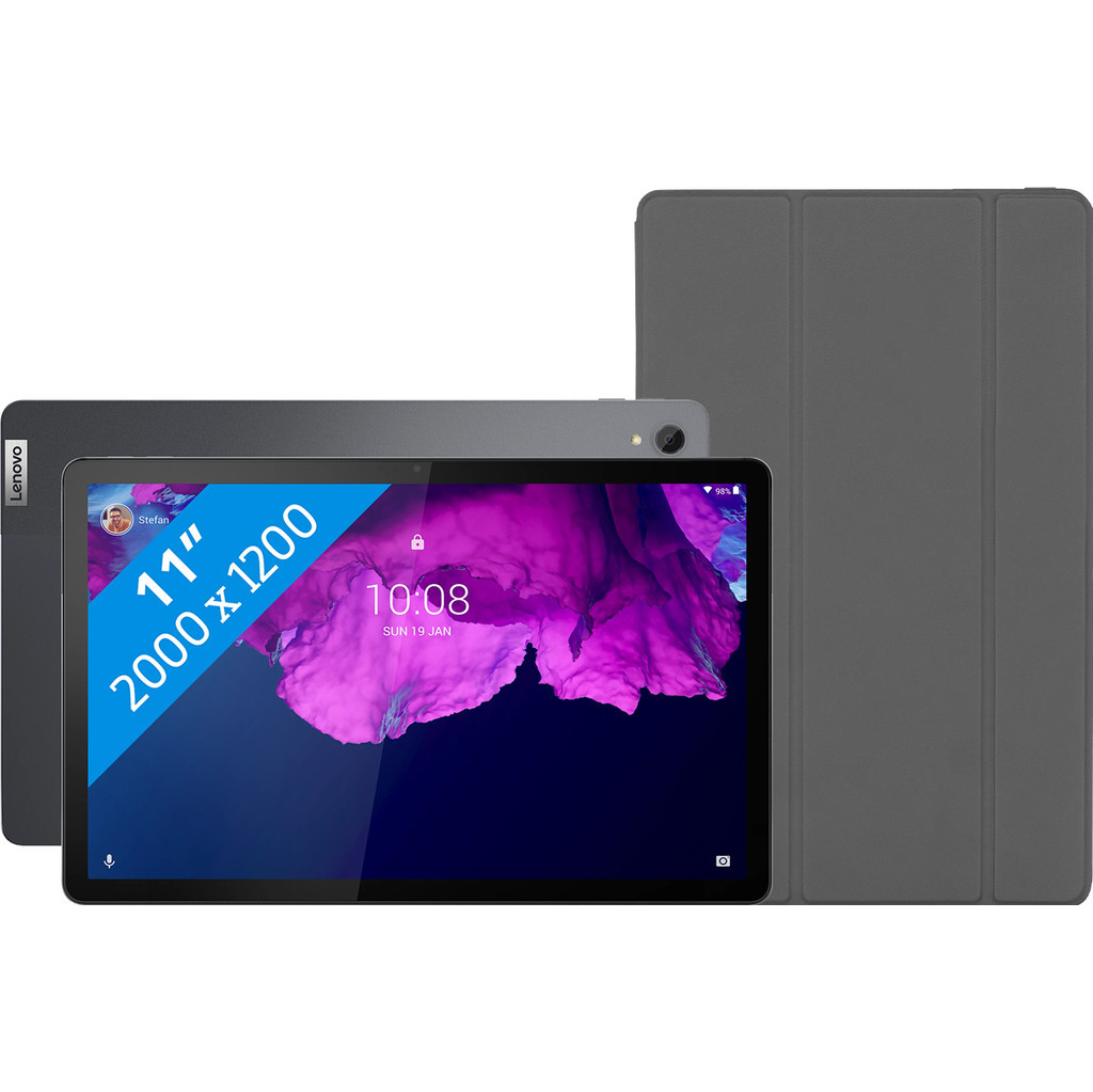 Lenovo Tab P11 128GB Wifi + 4G Grijs + Lenovo Book Case Zwart