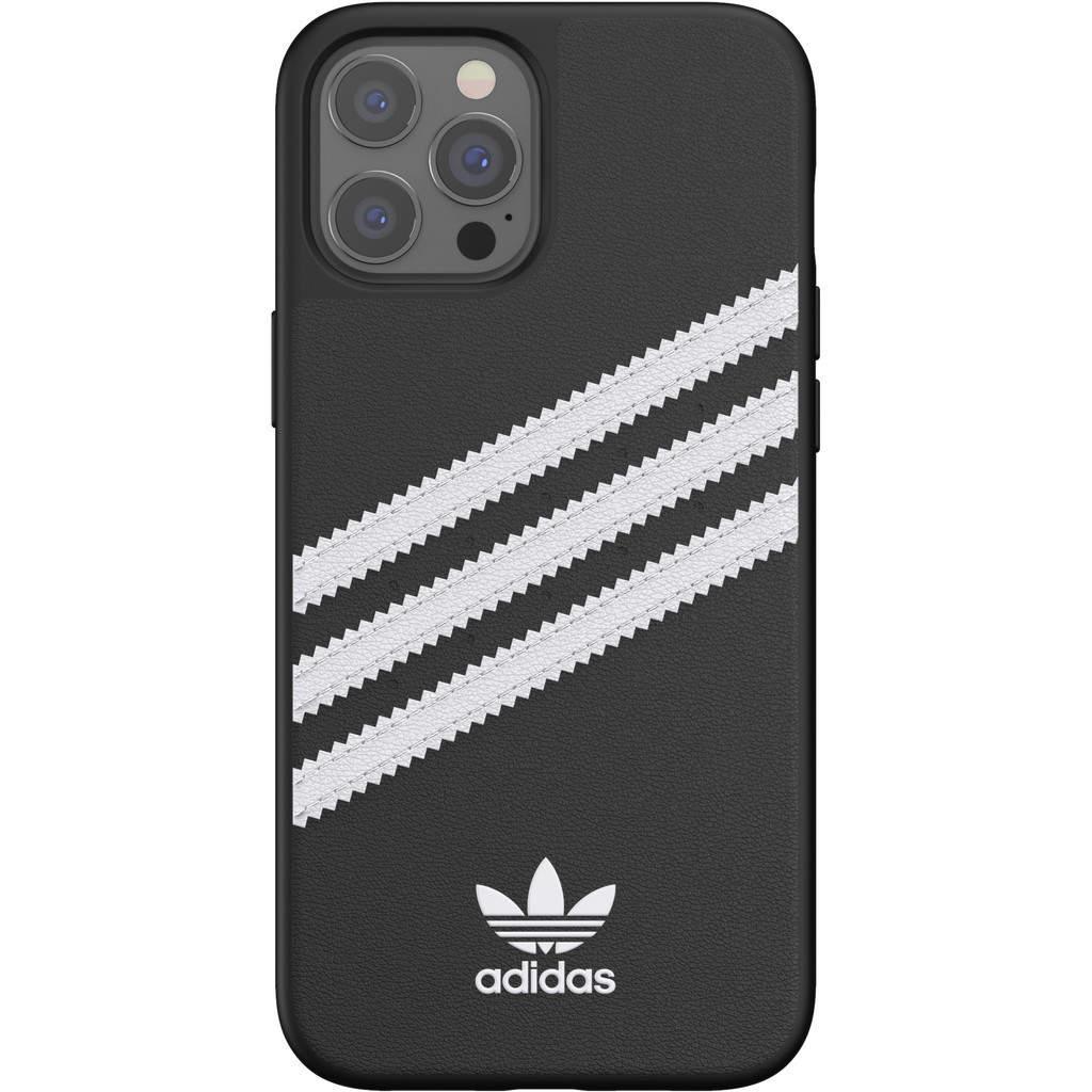 Adidas Apple iPhone 12 Pro Max Back Cover Leer Wit/Zwart