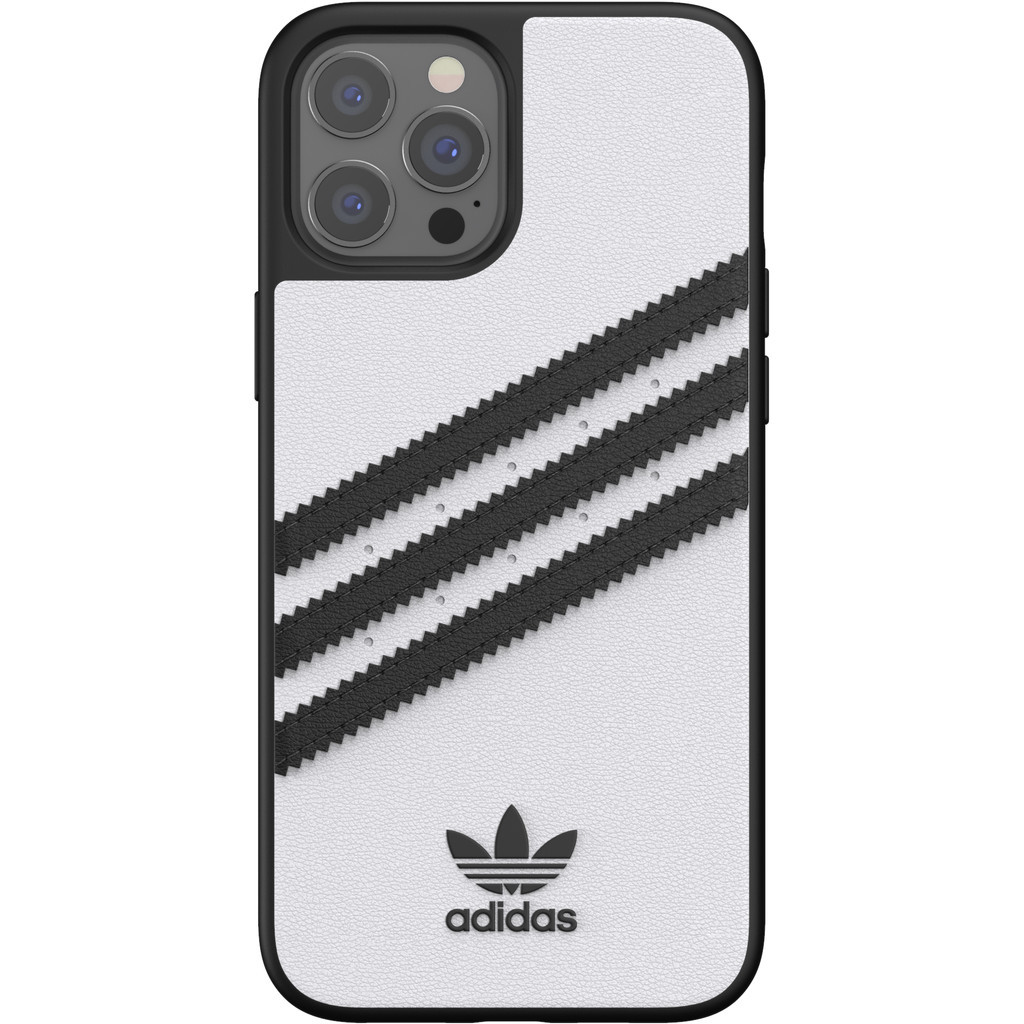 Adidas Apple iPhone 12 Pro Max Back Cover Leer Zwart/Wit