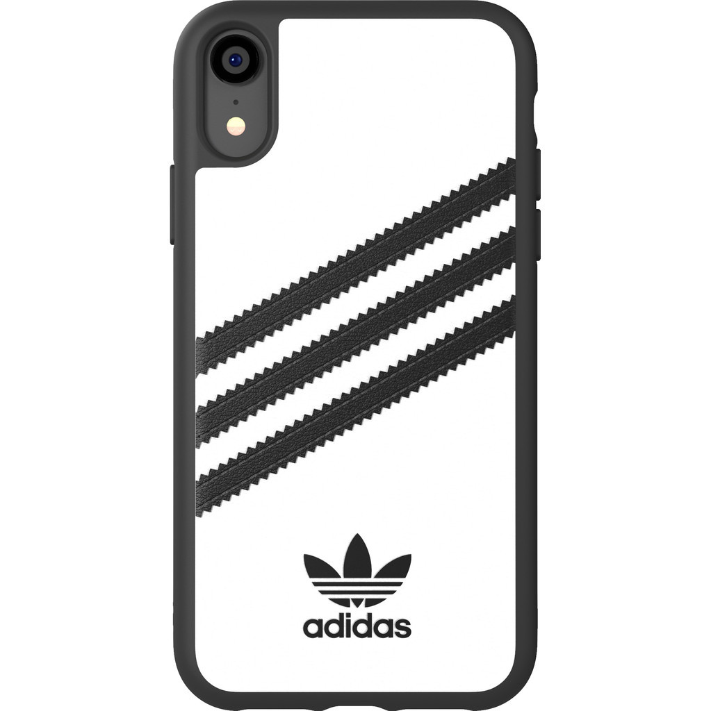 Adidas Apple iPhone Xr Back Cover Leer Wit/Zwart