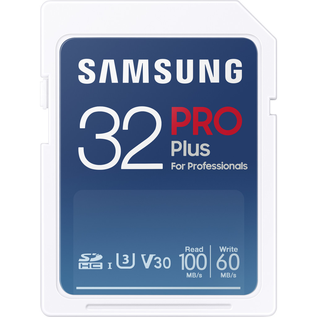 Samsung PRO Plus 32GB, SDHC, UHS-I, U3, 100&60MB/s Reads & Writes, FHD&4K UHD, Memory Card