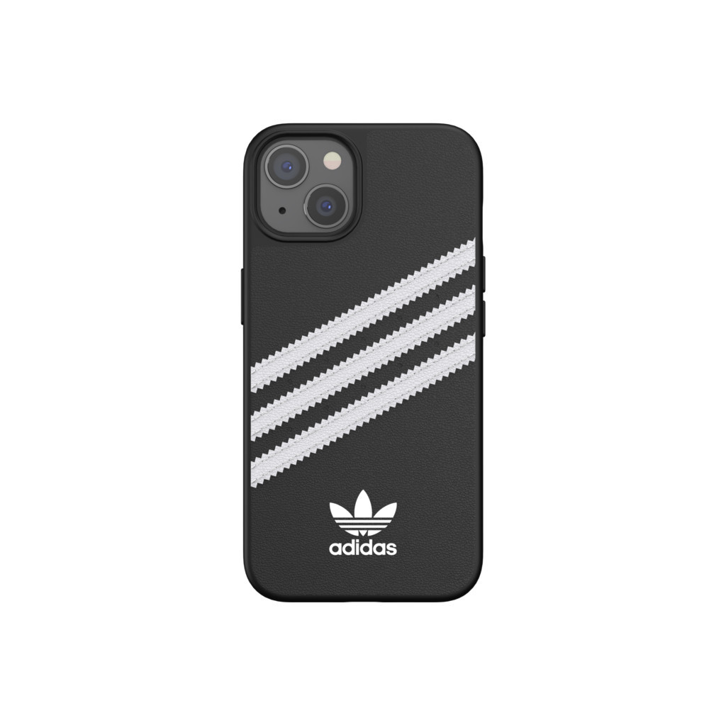 Adidas Apple iPhone 13 Back Cover Leer Zwart/Wit