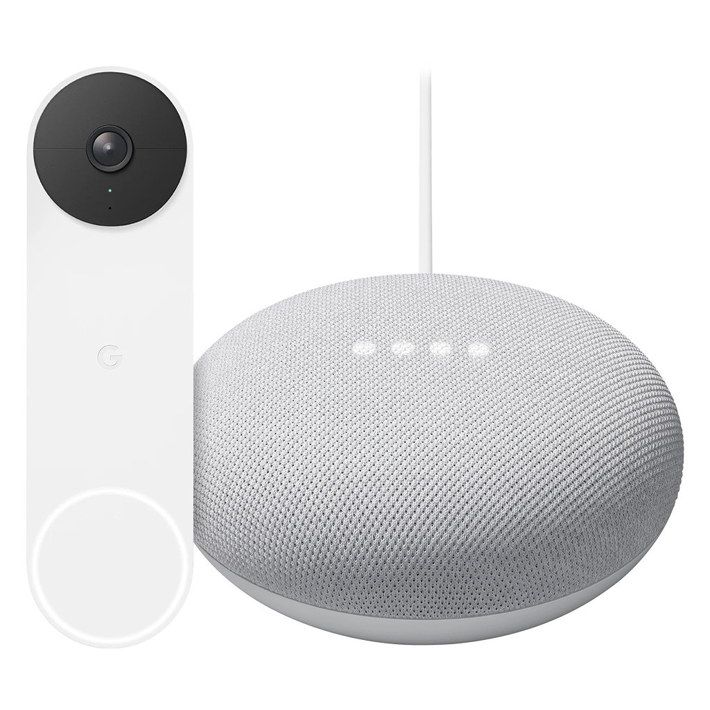 Google Nest Doorbell + Google Nest Mini Wit slimme speaker & chime