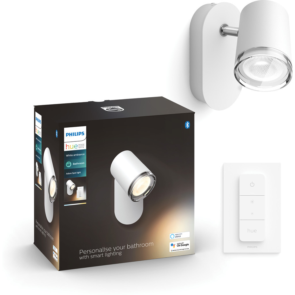 Philips Hue Adore badkameropbouwspot White Ambiance 1-Spot Wit + dimmer