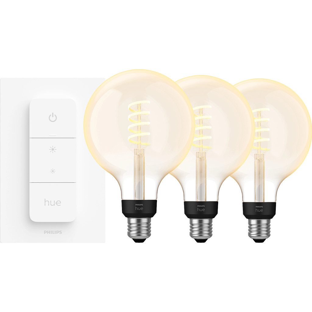 Philips Hue Filament White Ambiance Globe XL 3-pack + dimmer