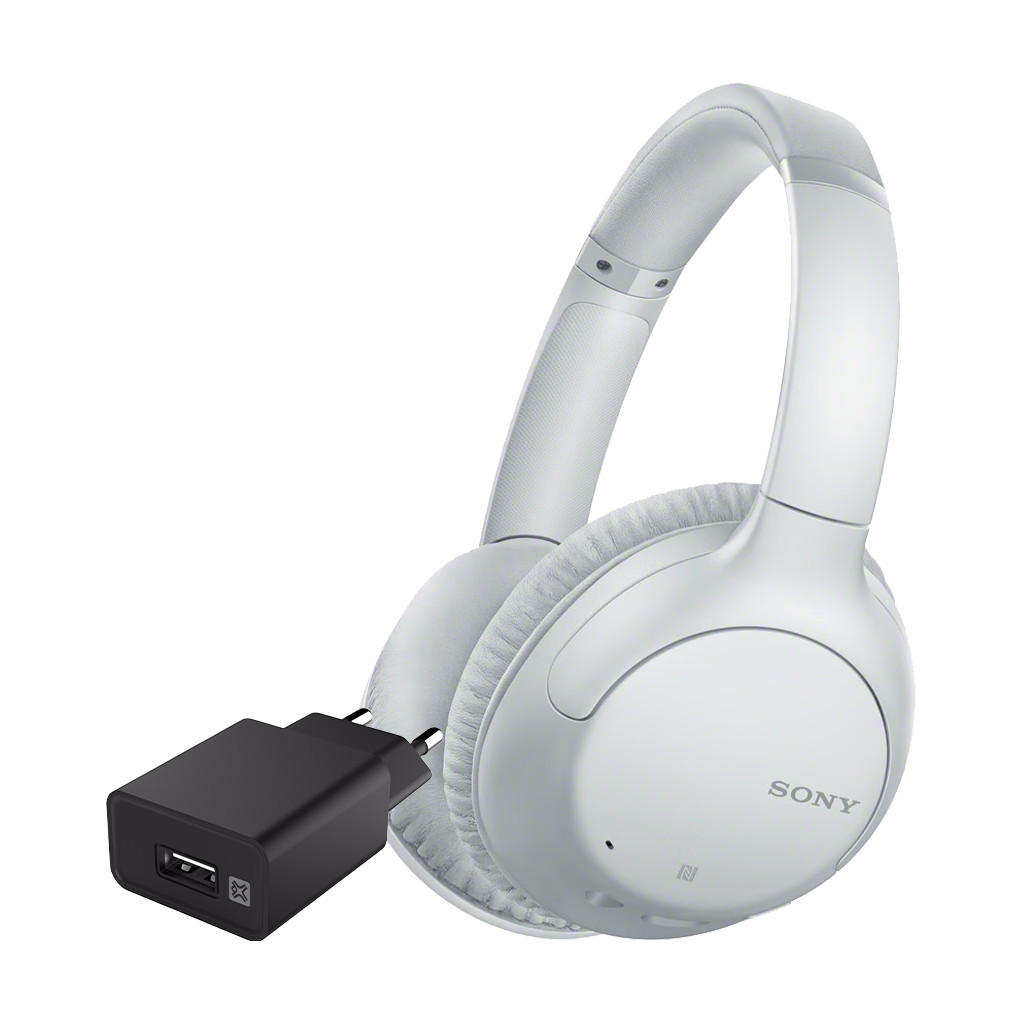 Sony WH-CH710N Wit + XtremeMac Oplader met Usb A Poort 12W