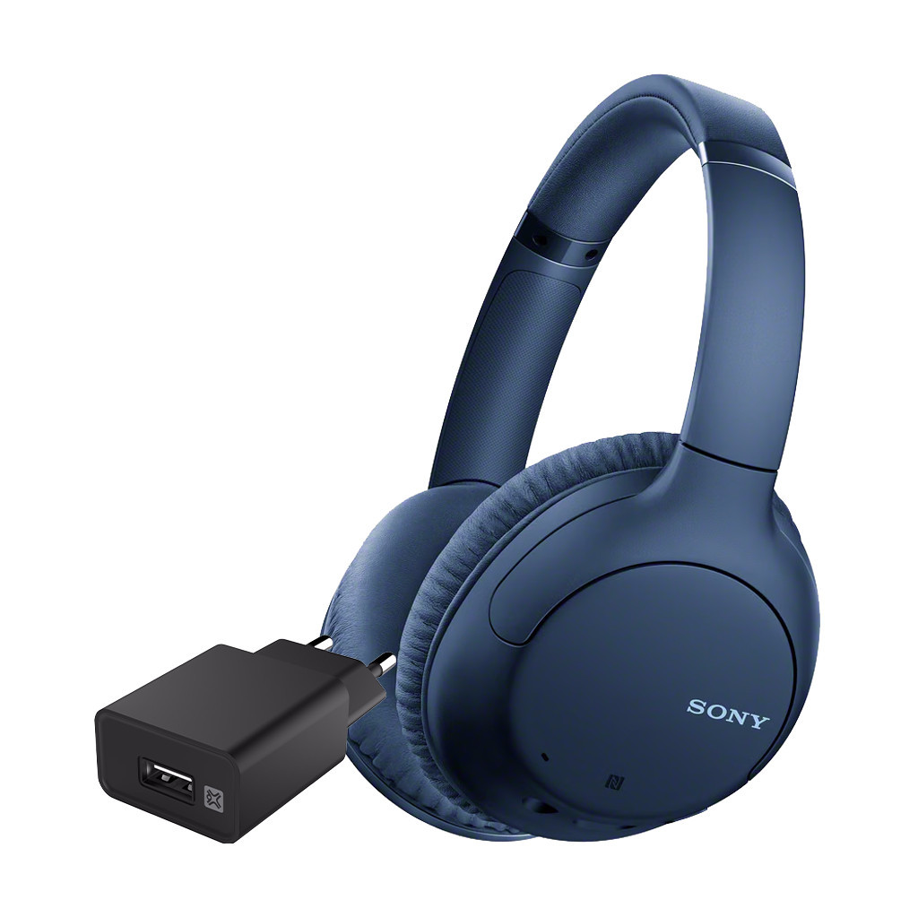 Sony WH-CH710N Blauw + XtremeMac Oplader met Usb A Poort 12W